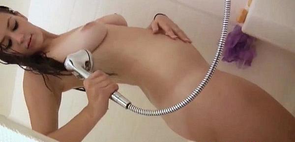  Sexy brunette girlfriend showers
